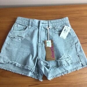 Woman’s Vanilla Star High Rise Shortie‎ Distressed Celeste Wash Size 3